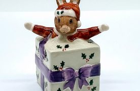 Royal Doulton Bunnykins Prototype And Rare Colorway Of Christmas Surprise DB146